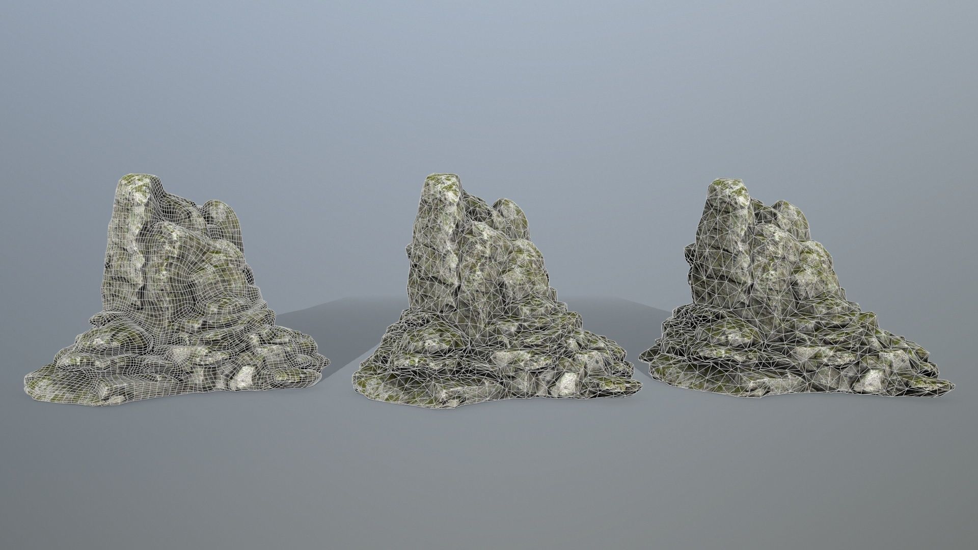 rocks rock with moss Low-poly 3D model_11