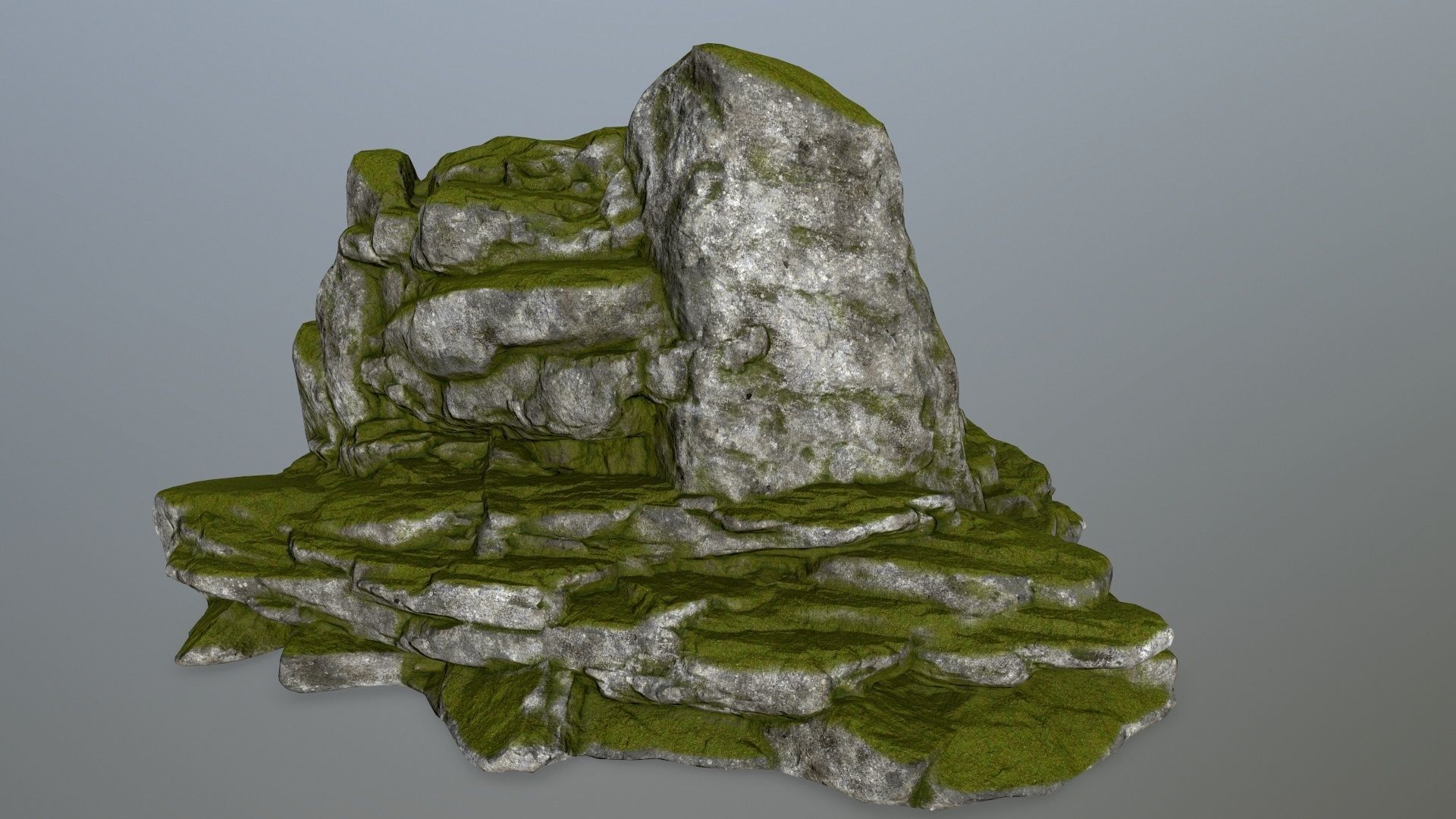 rocks rock with grass on top Low-poly 3D model_11