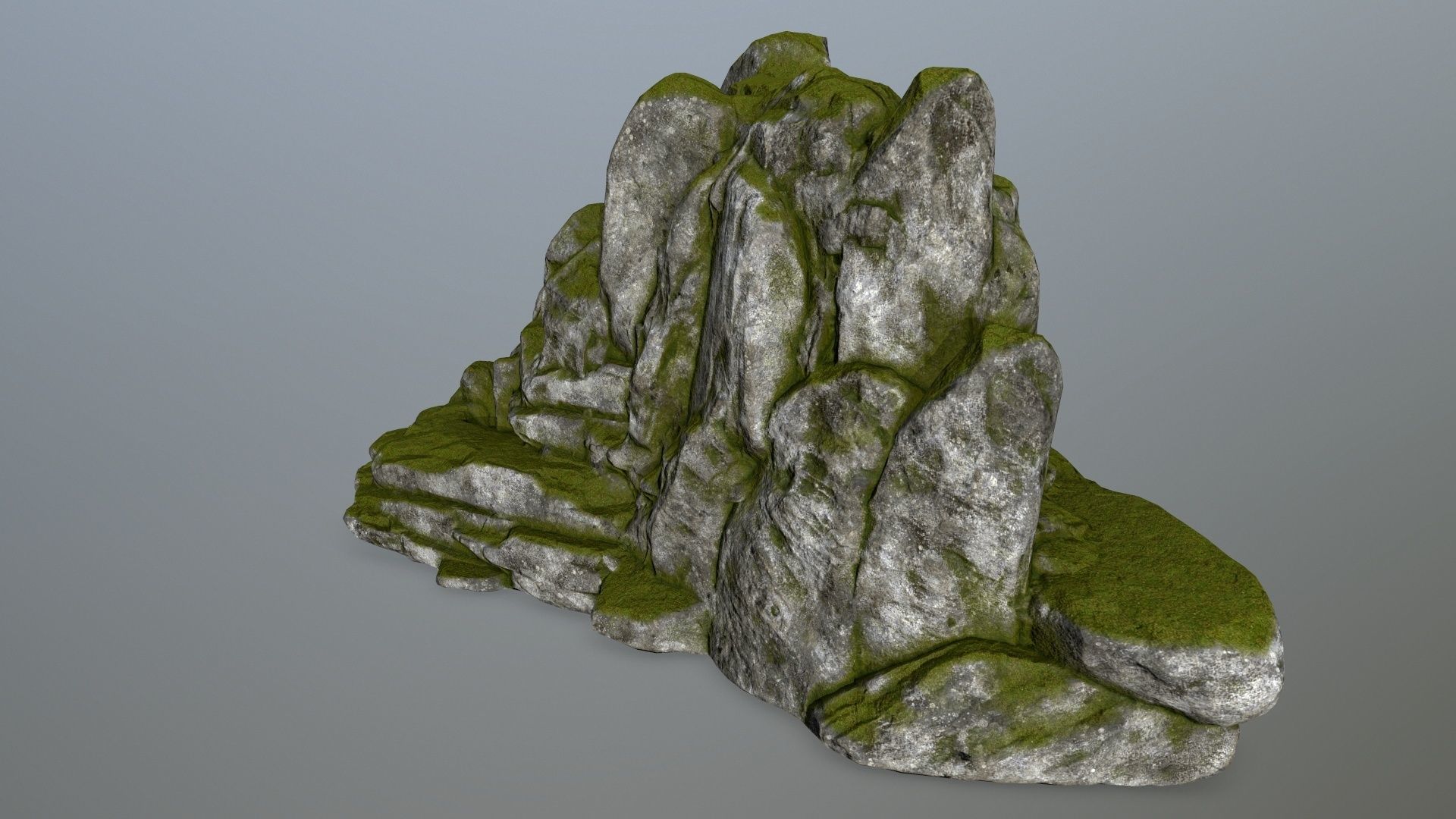 rocks rock with grass on top Low-poly 3D model_5