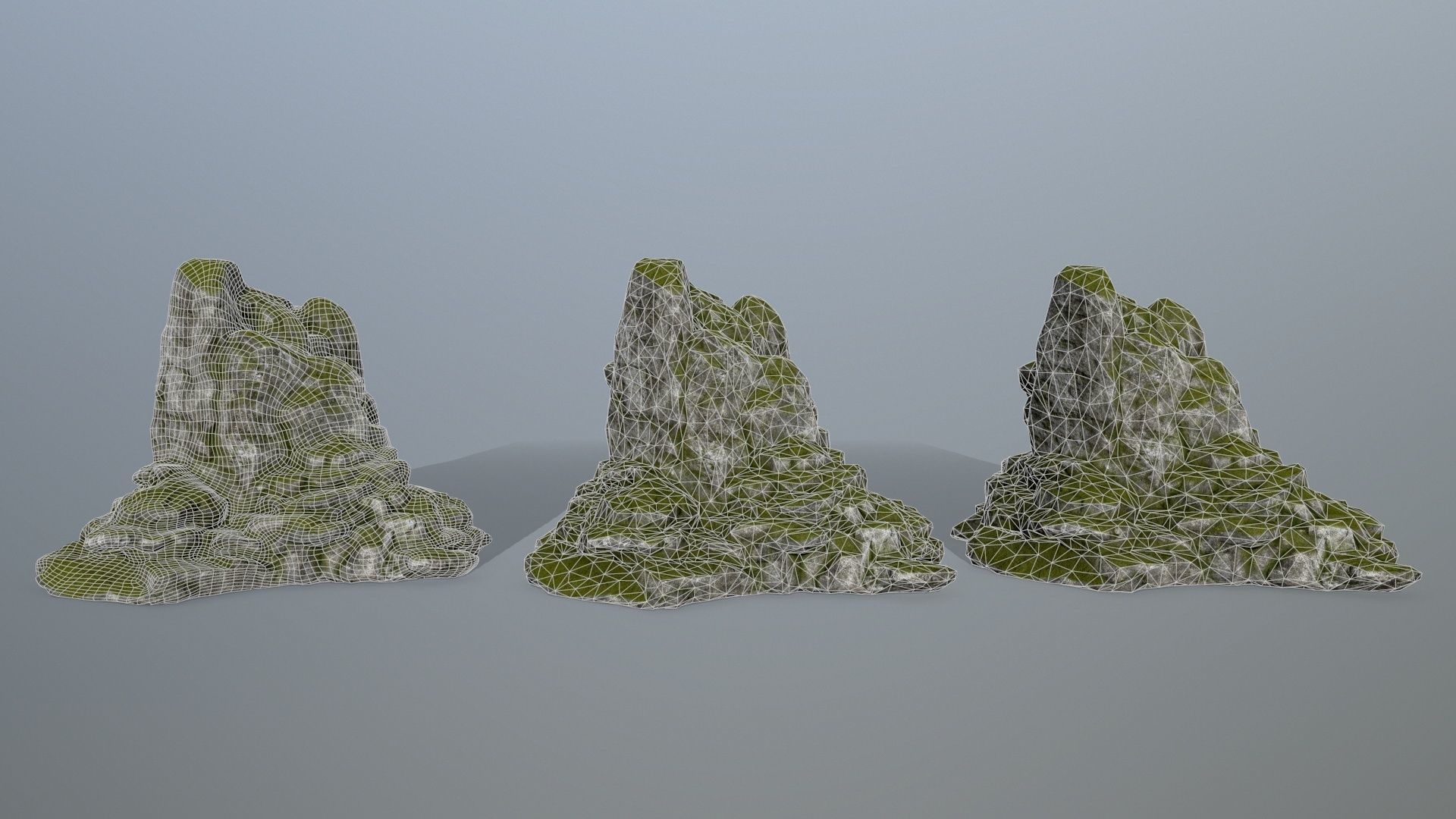 rocks rock with grass on top Low-poly 3D model_13