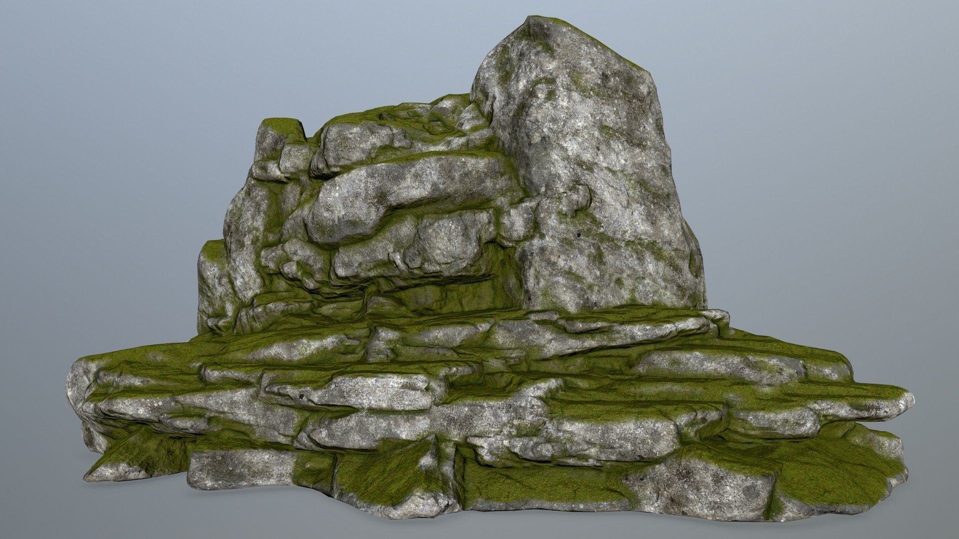 rocks rock with grass on top Low-poly 3D model_1