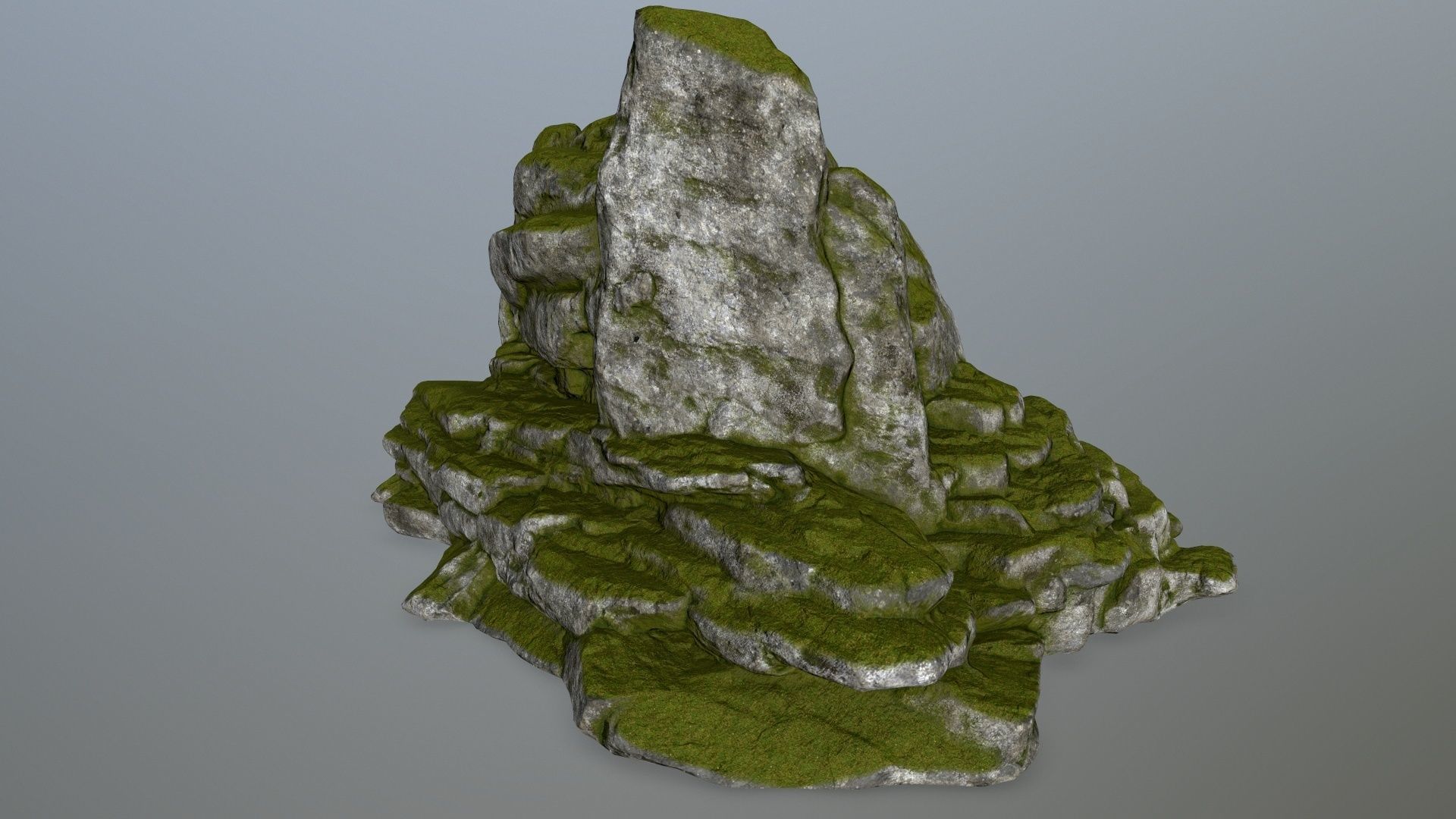 rocks rock with grass on top Low-poly 3D model_10