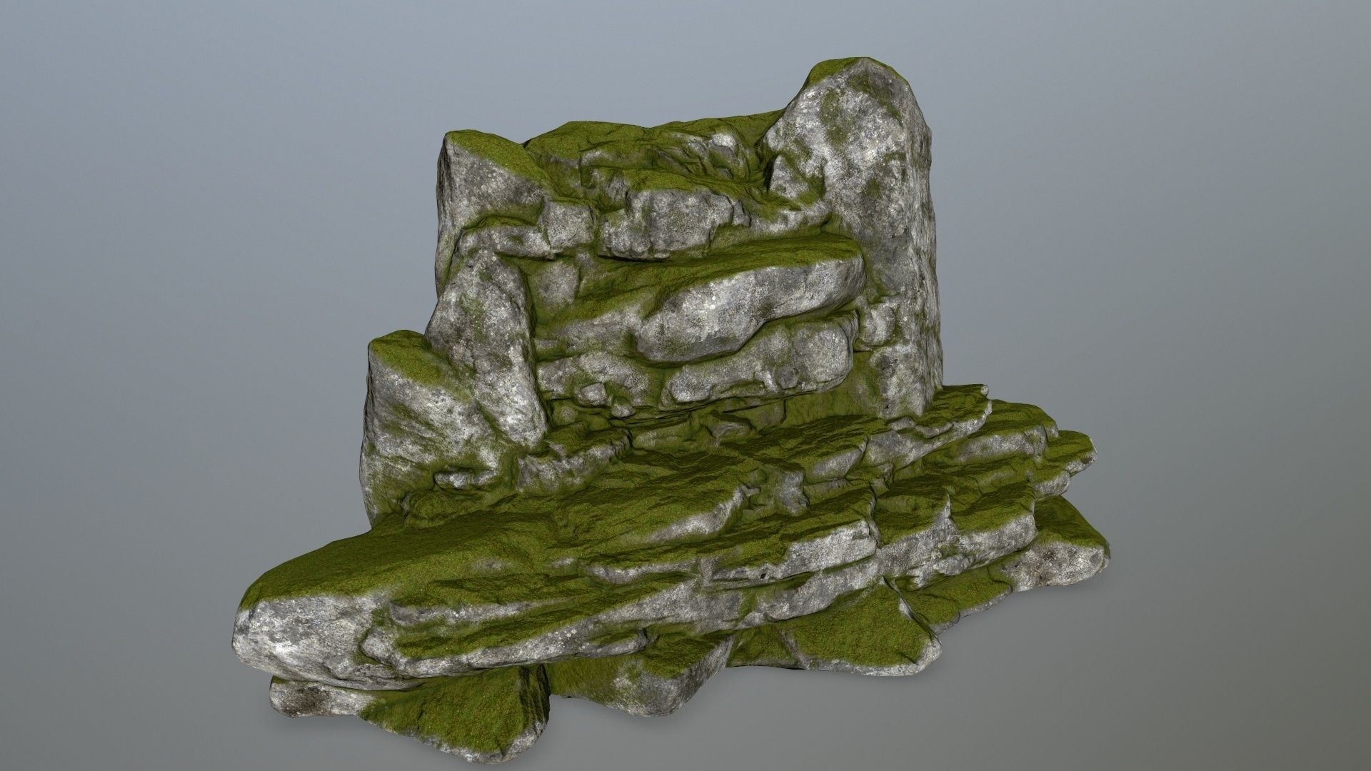 rocks rock with grass on top Low-poly 3D model_3