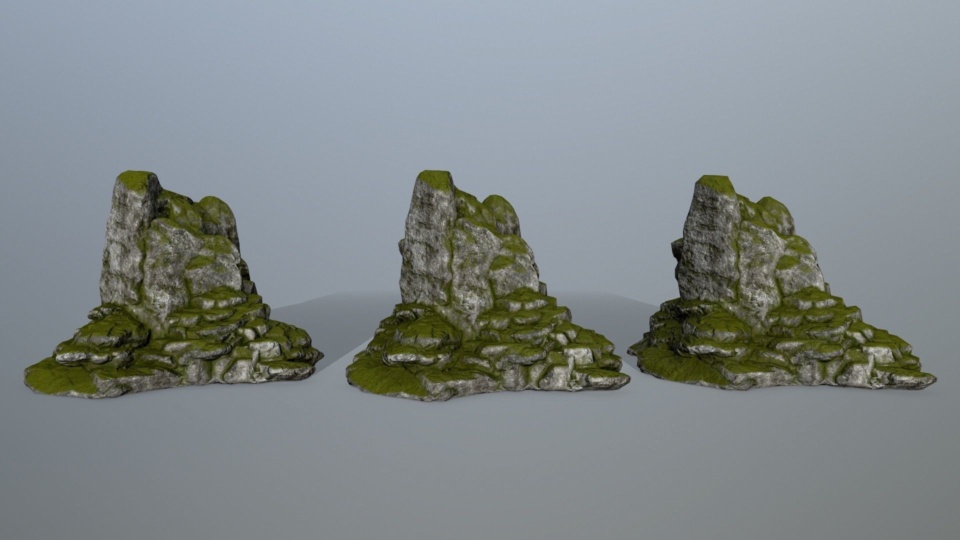 rocks rock with grass on top Low-poly 3D model_12