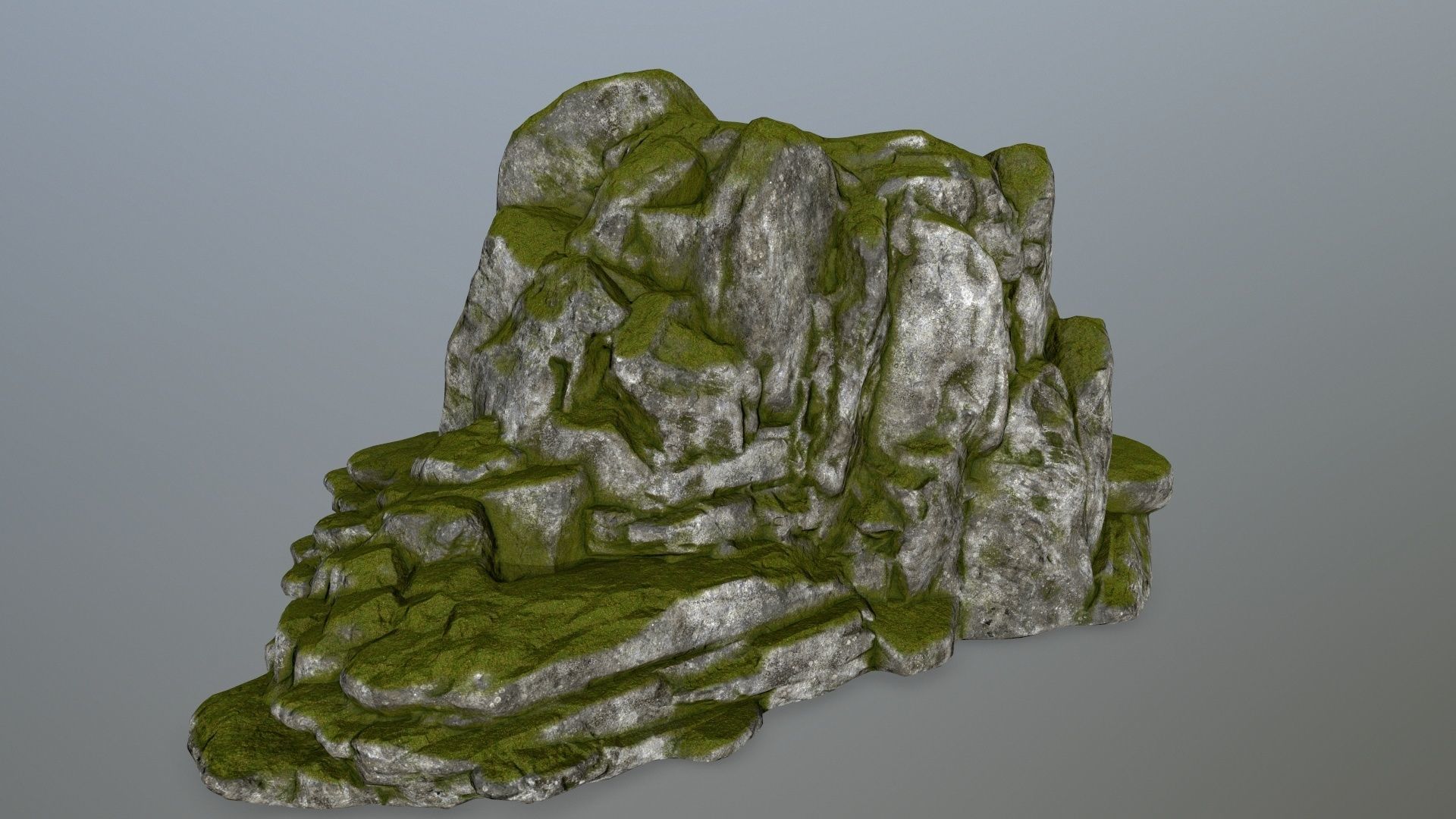 rocks rock with grass on top Low-poly 3D model_7
