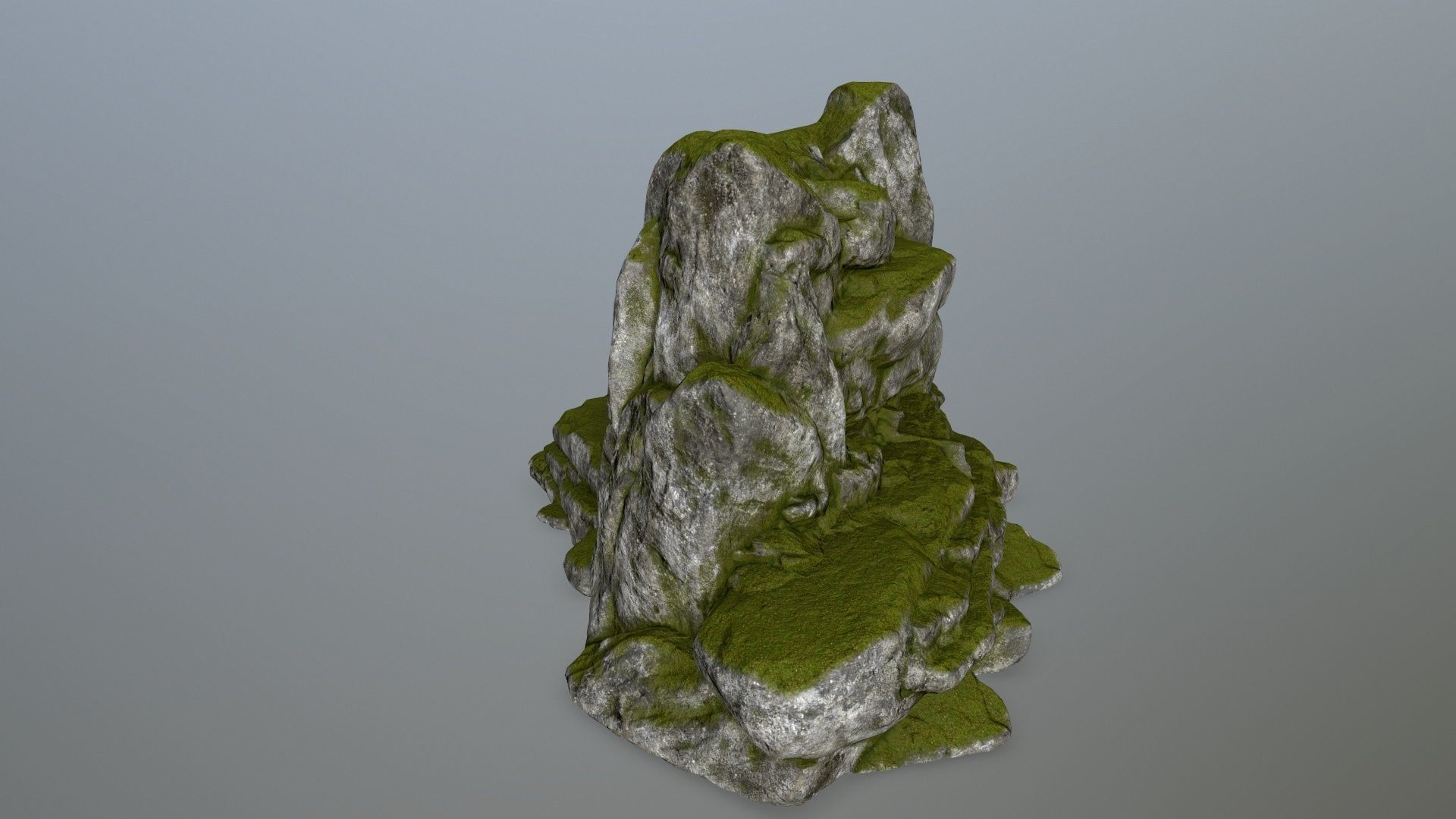 rocks rock with grass on top Low-poly 3D model_4