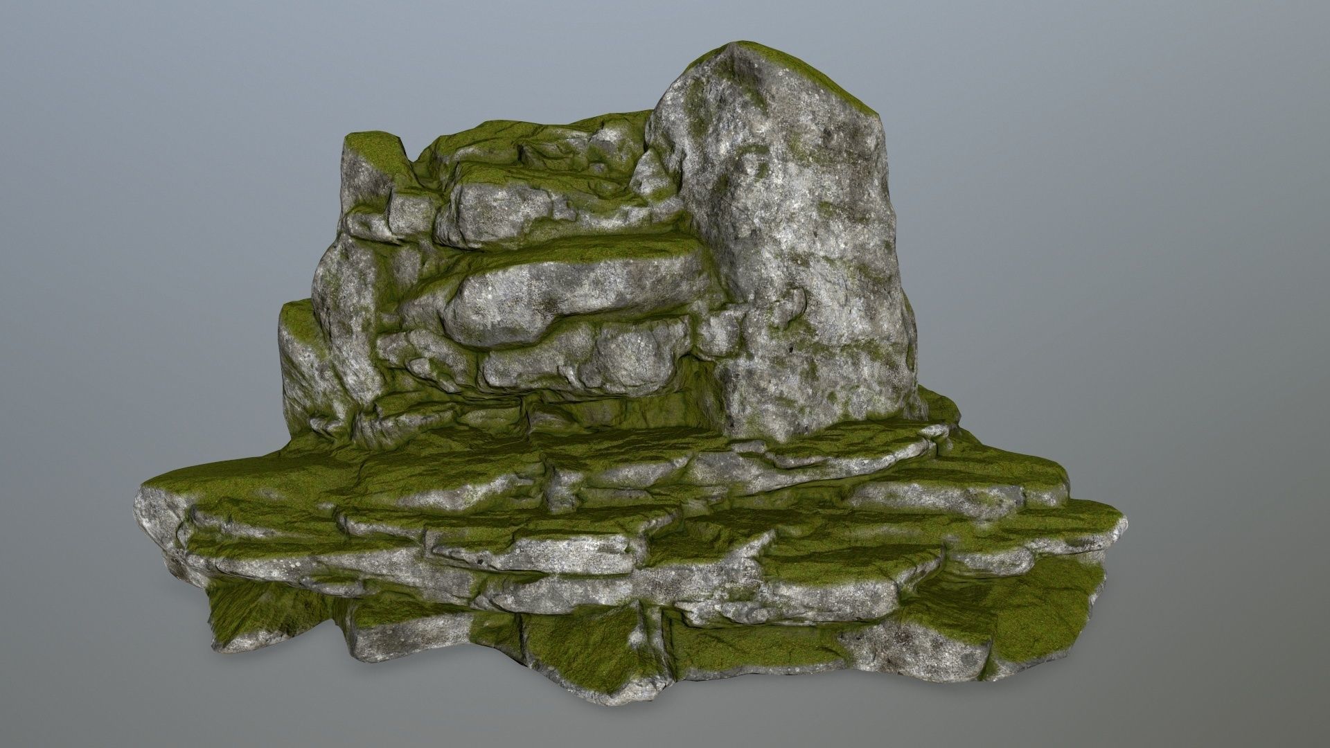 rocks rock with grass on top Low-poly 3D model_2