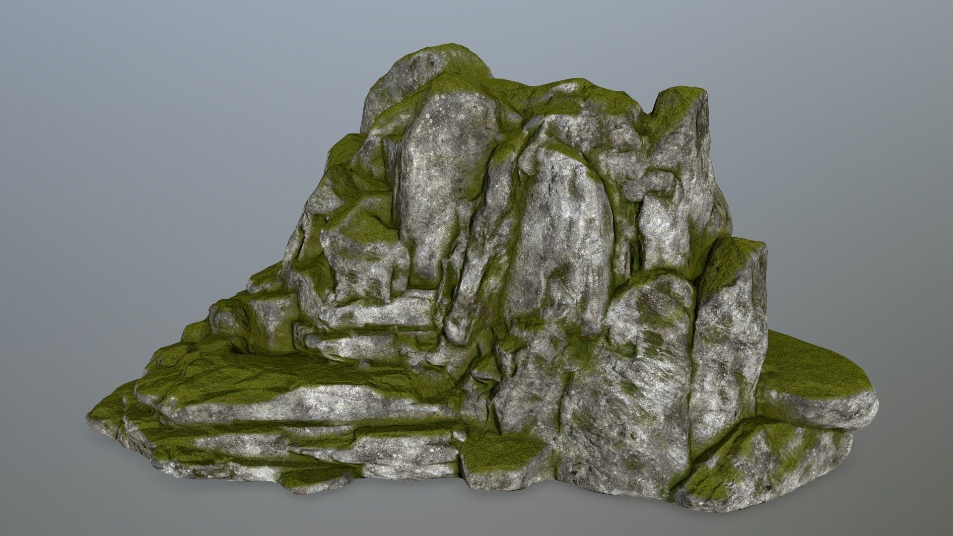 rocks rock with grass on top Low-poly 3D model_6