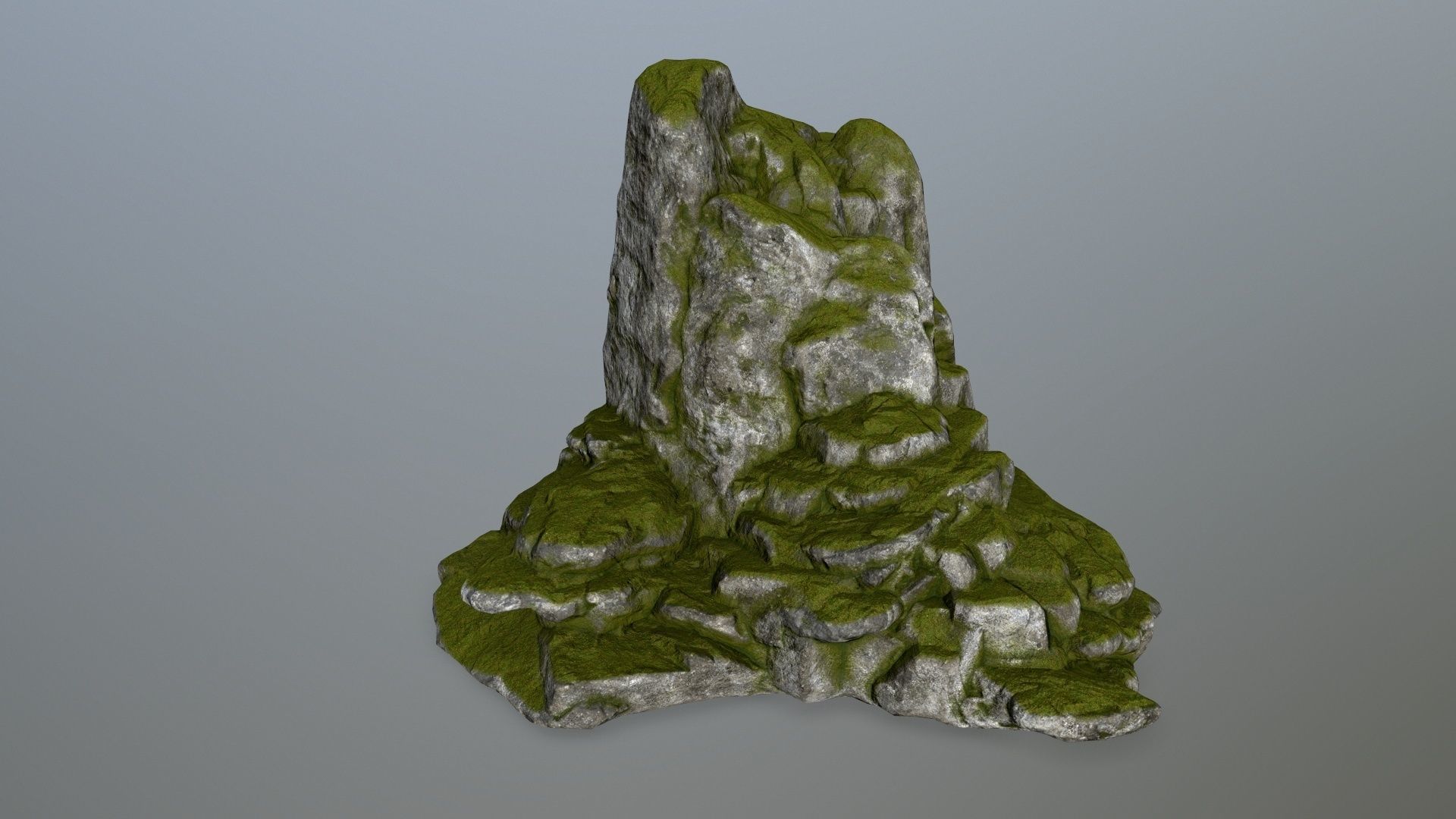 rocks rock with grass on top Low-poly 3D model_9