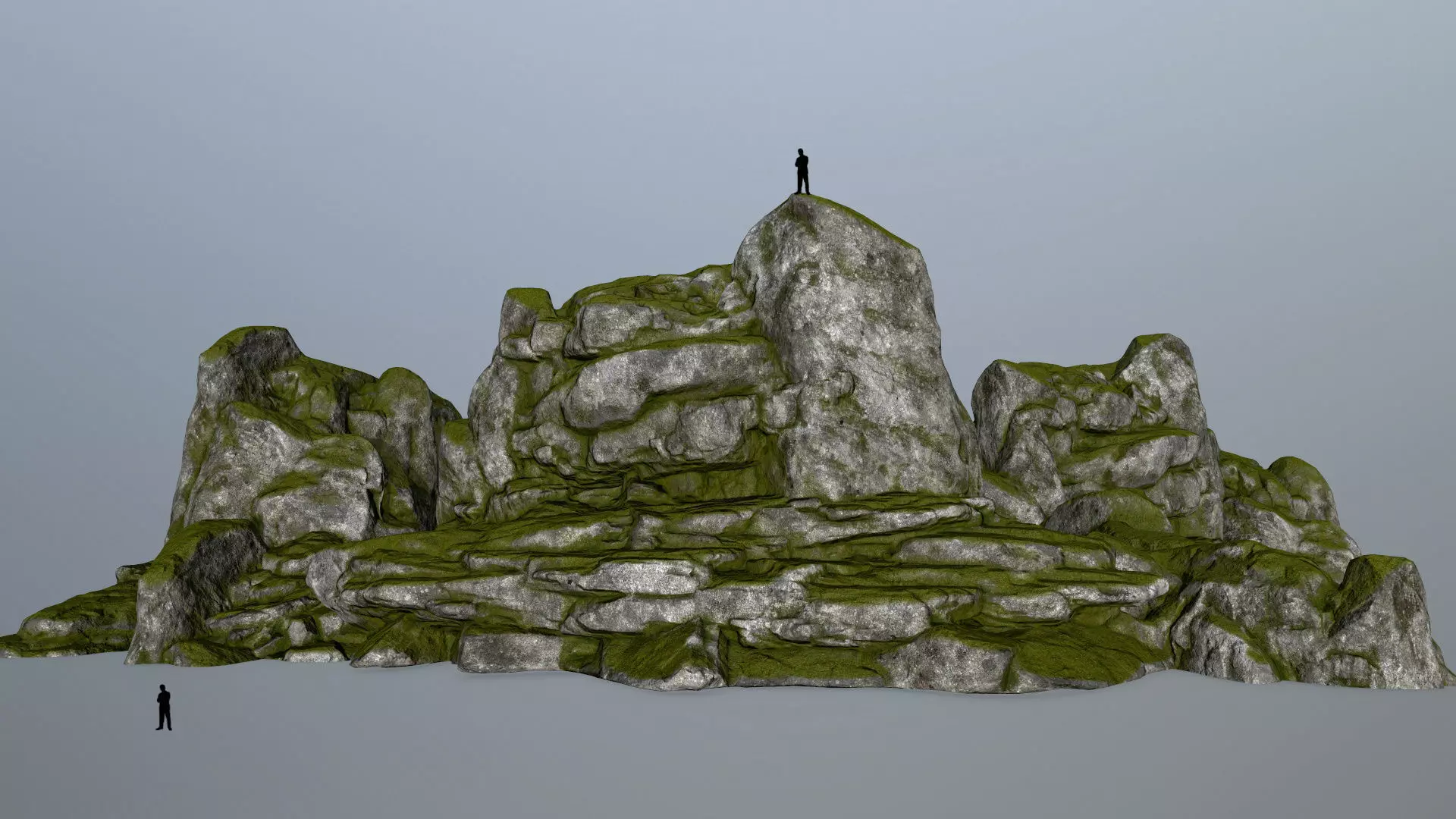 rocks rock with grass on top Low-poly 3D model_0