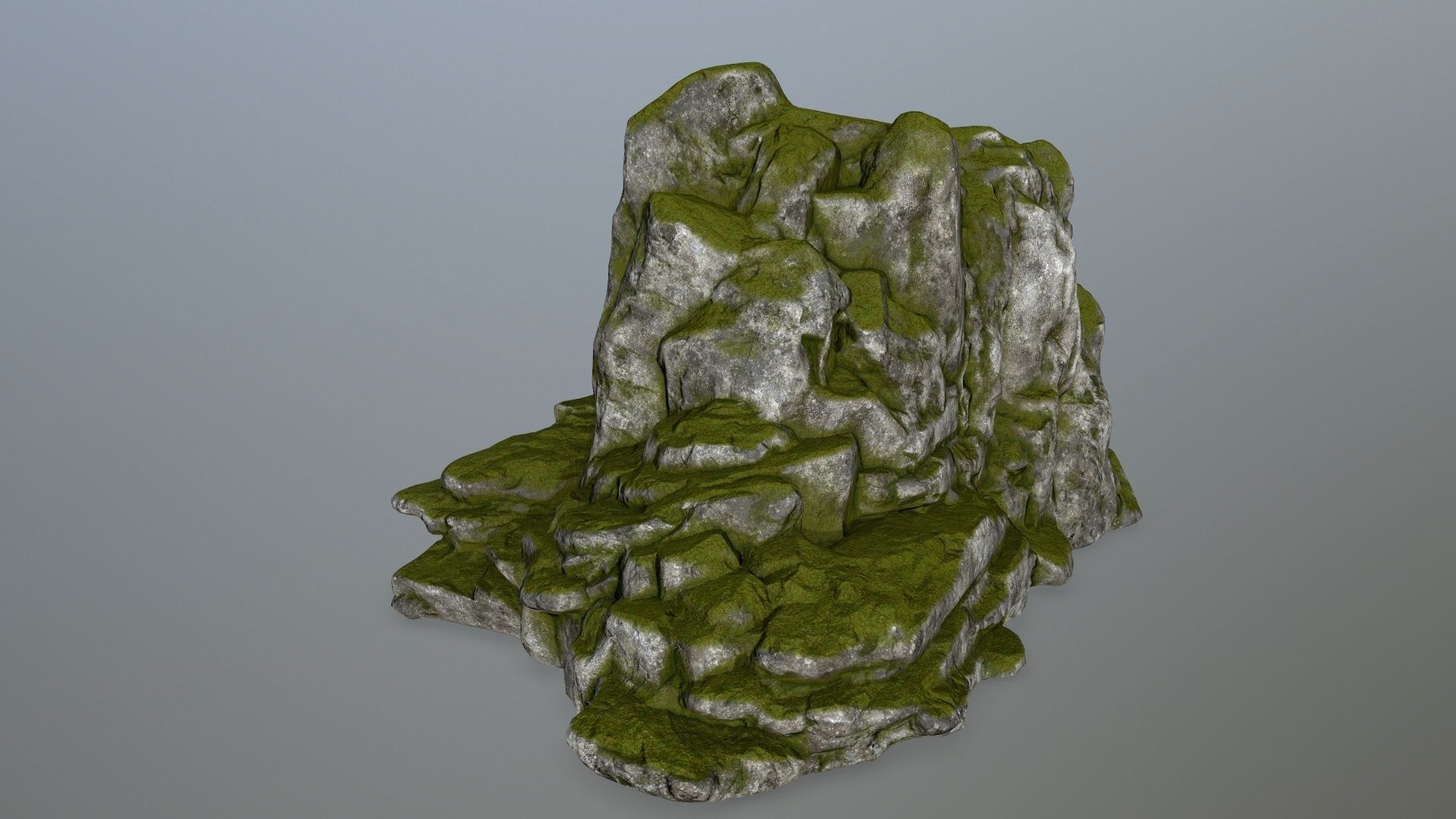 rocks rock with grass on top Low-poly 3D model_8