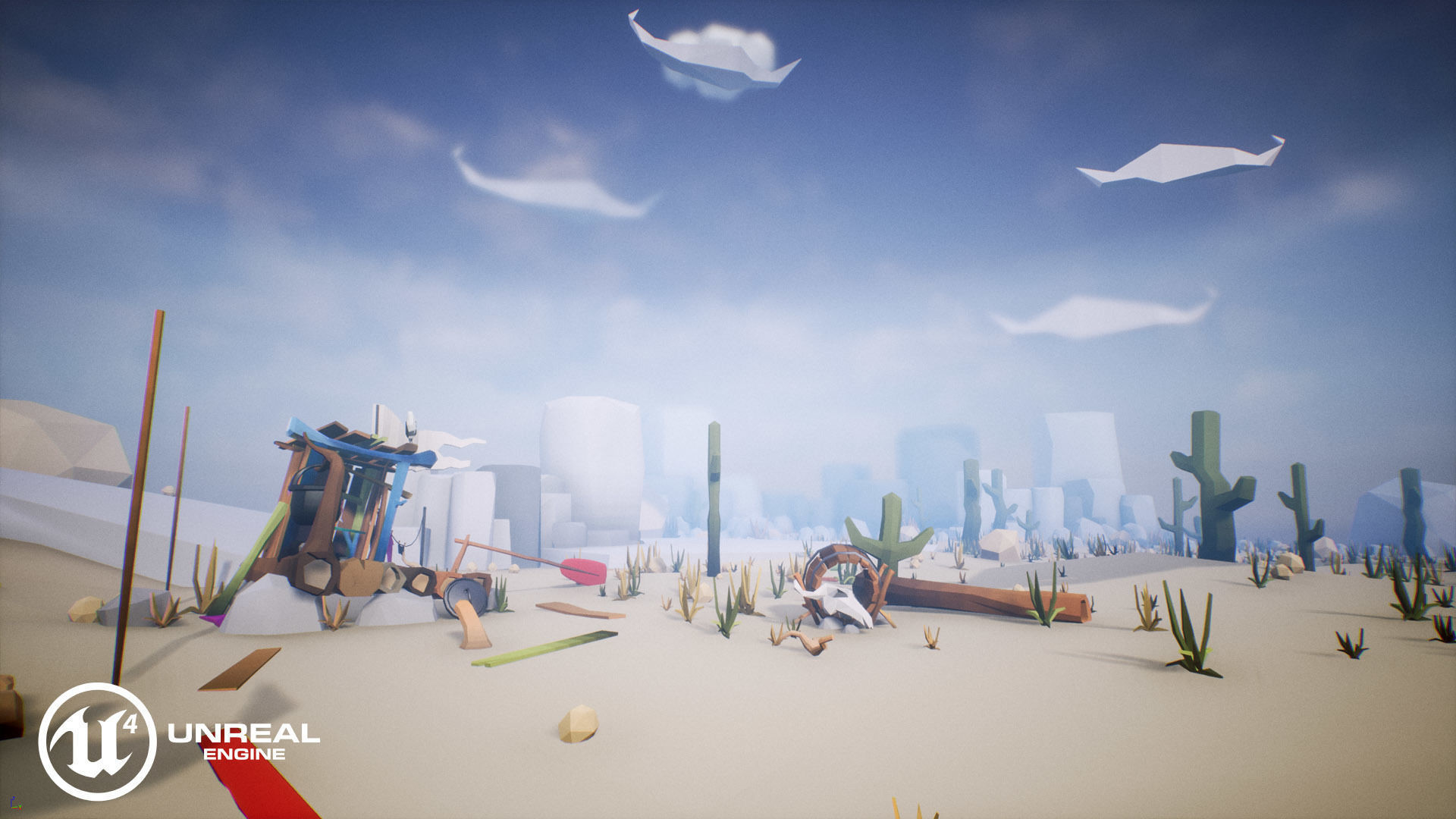 Free Low Poly - Raft on the desert Free low-poly 3D model_22