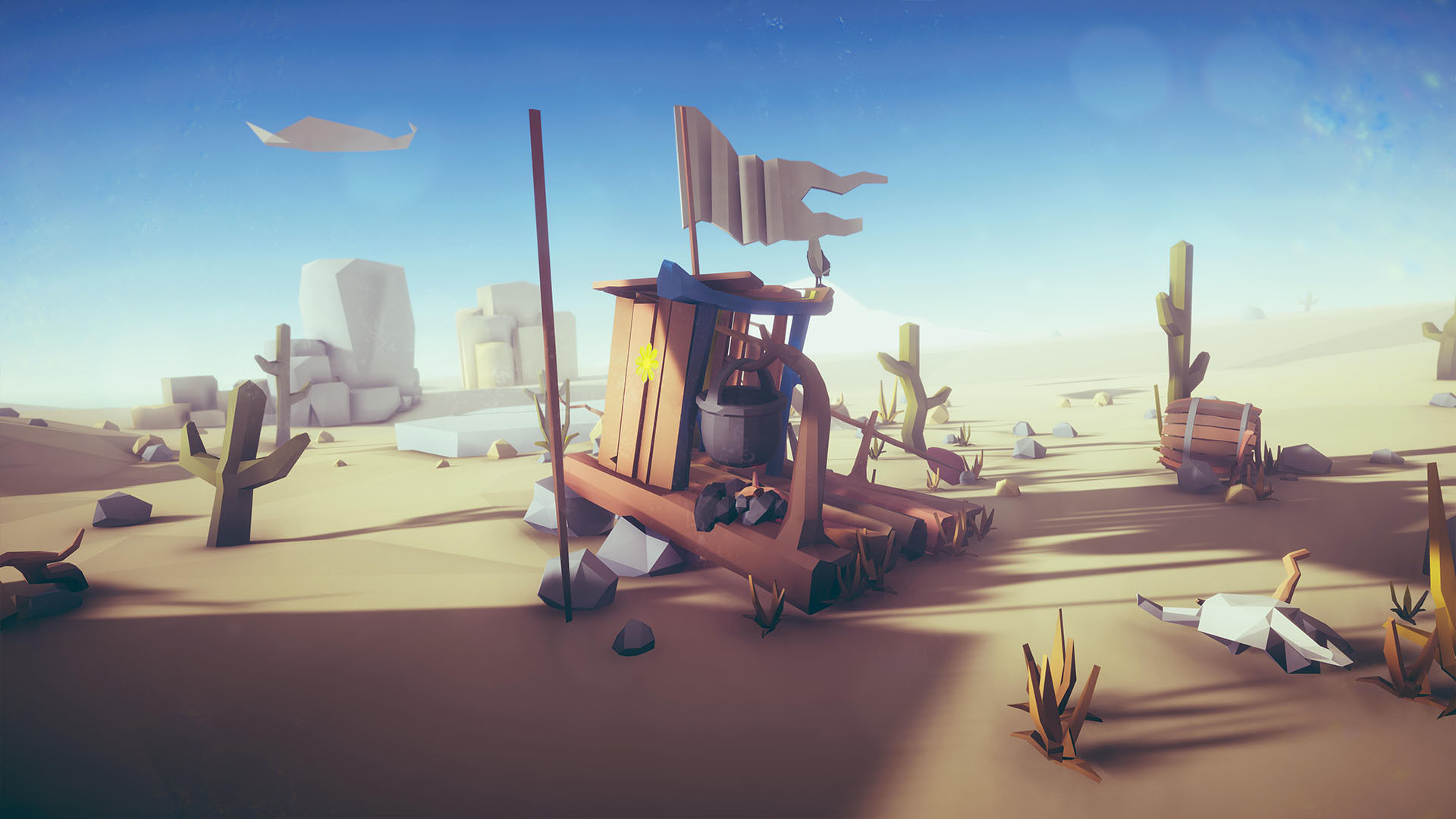Free Low Poly - Raft on the desert Free low-poly 3D model_6