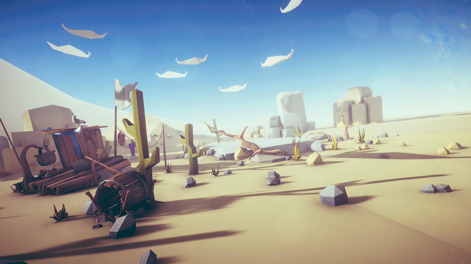 Free Low Poly - Raft on the desert Free low-poly 3D model_5