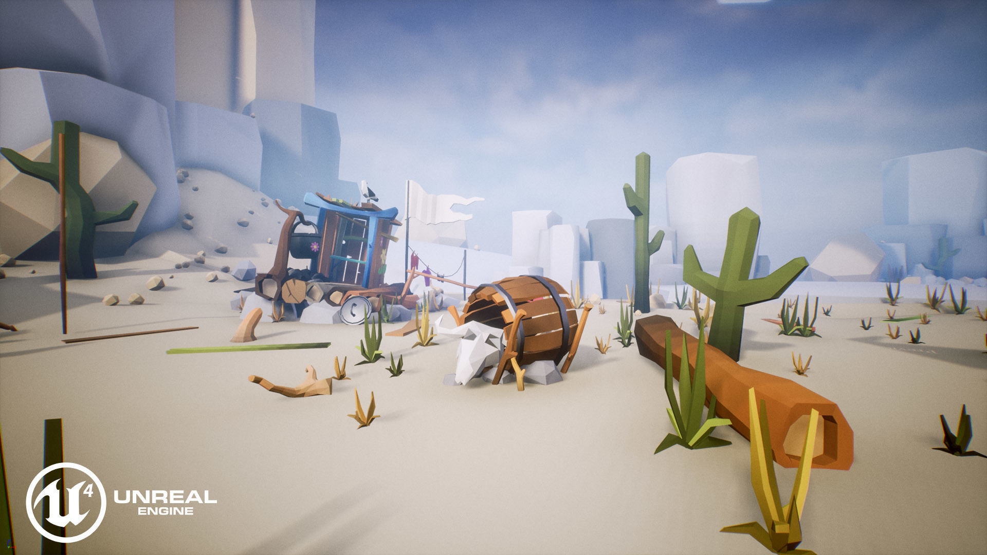 Free Low Poly - Raft on the desert Free low-poly 3D model_20