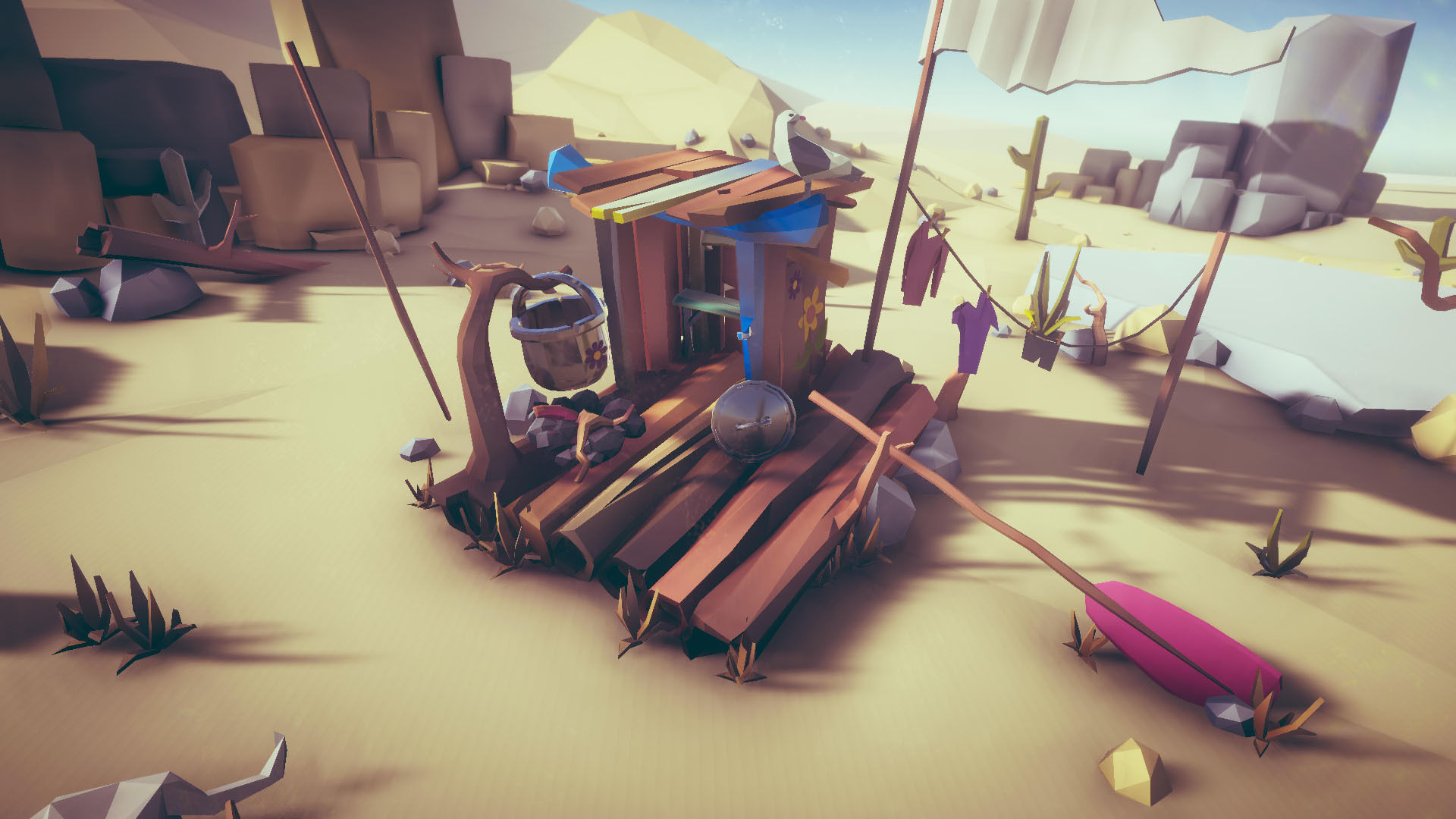 Free Low Poly - Raft on the desert Free low-poly 3D model_2