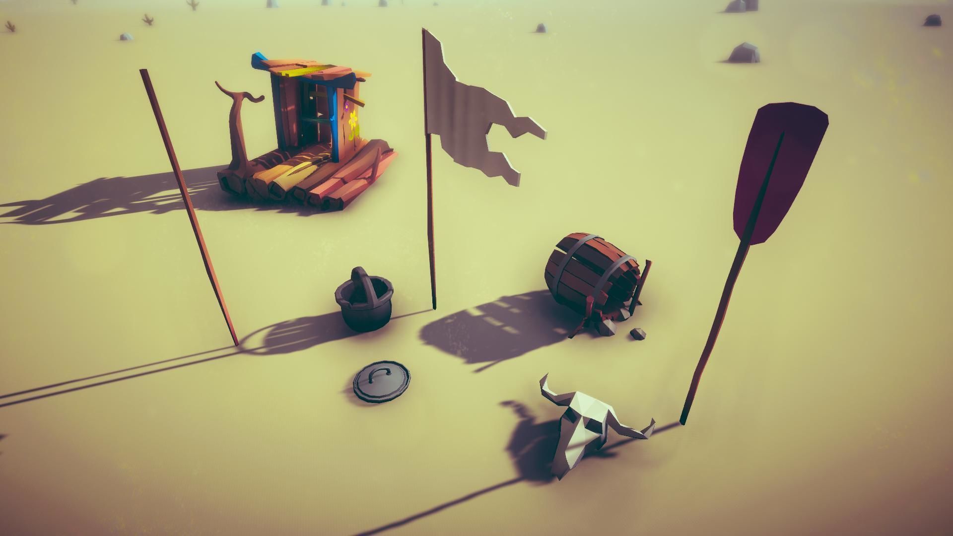 Free Low Poly - Raft on the desert Free low-poly 3D model_7