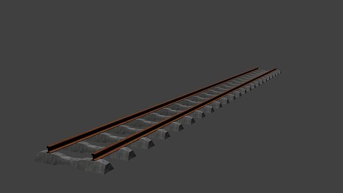Train Tracks Low-poly 3D model
