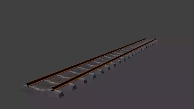 Train Tracks Low-poly 3D model