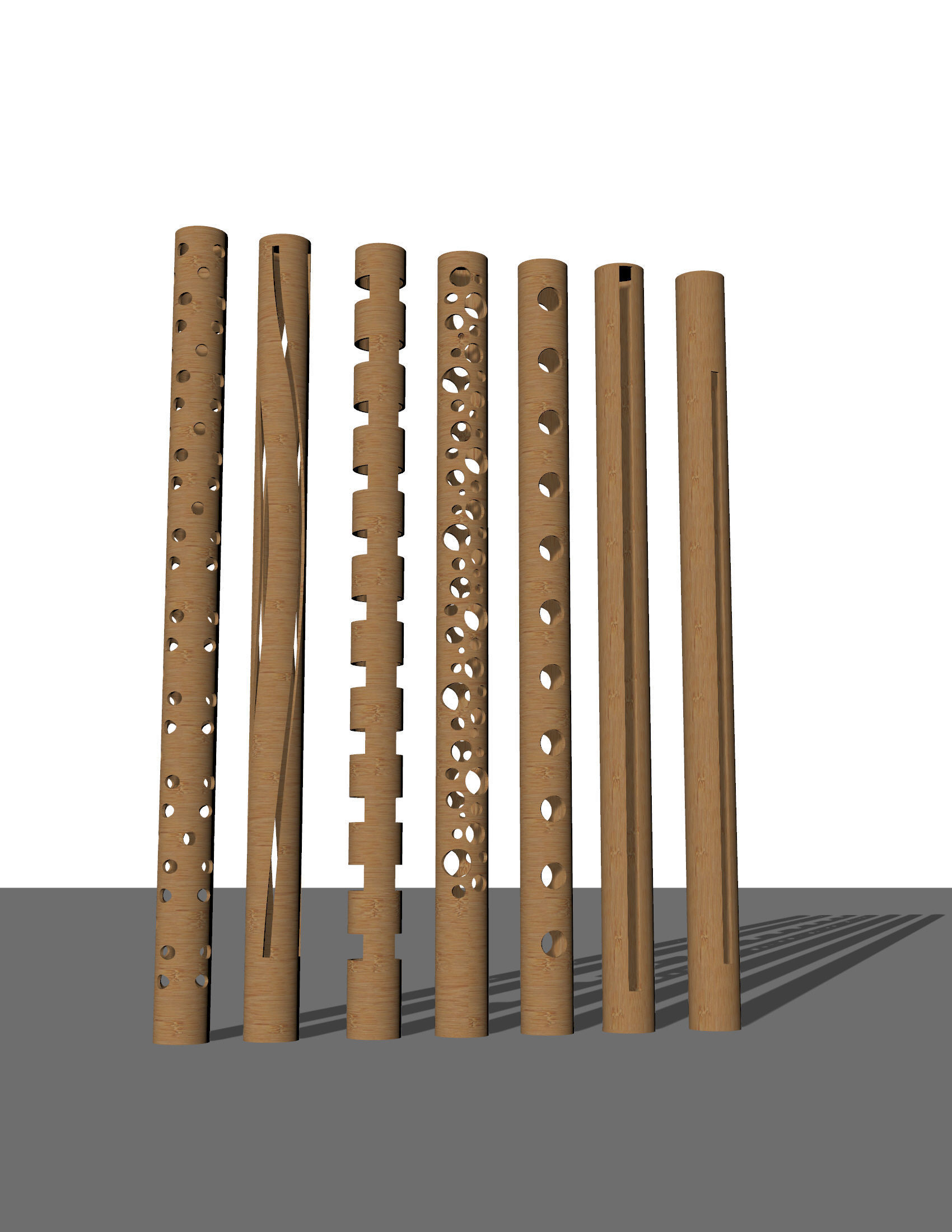 3D Bamboo Bollard Lights 3D model_3