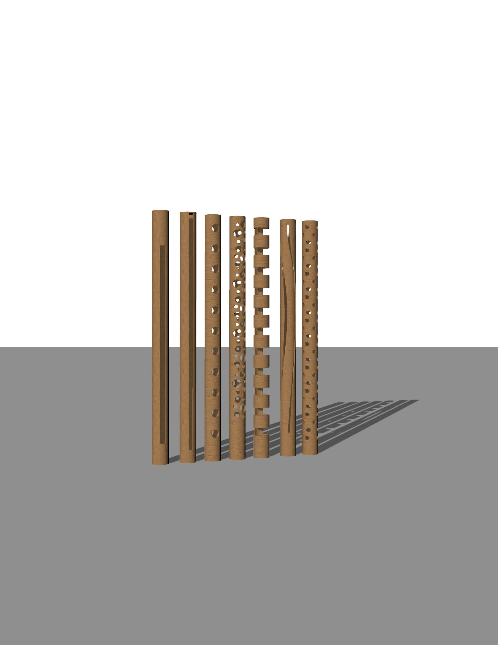 3D Bamboo Bollard Lights 3D model_1