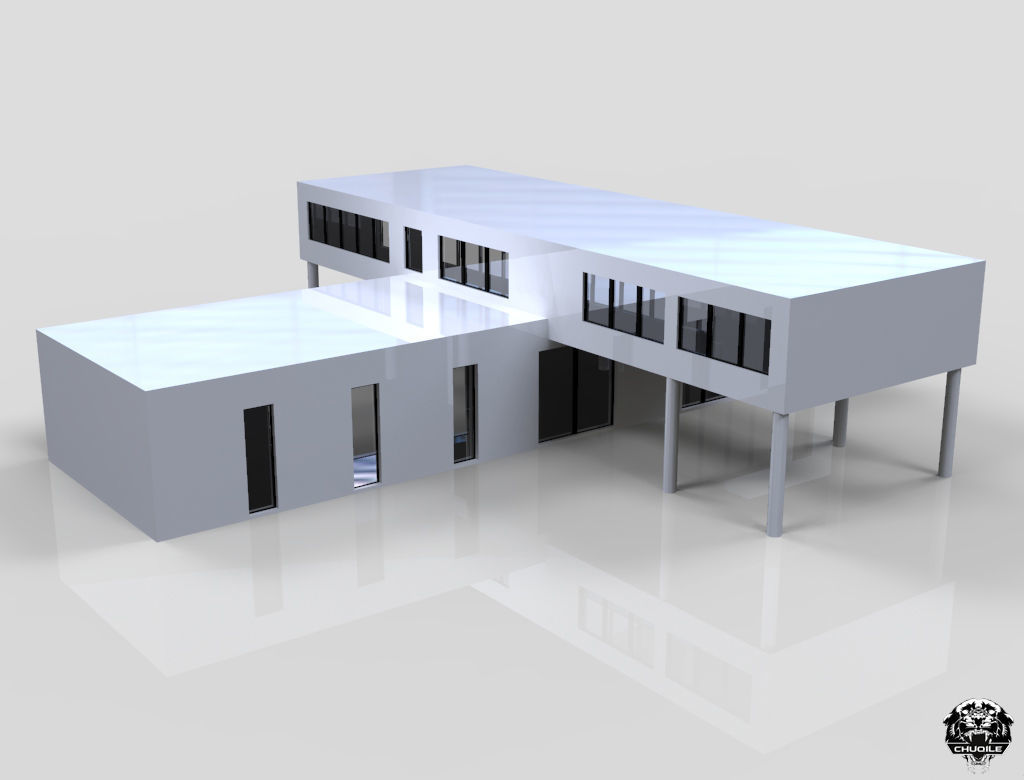 Modern Building Low-poly 3D model_5