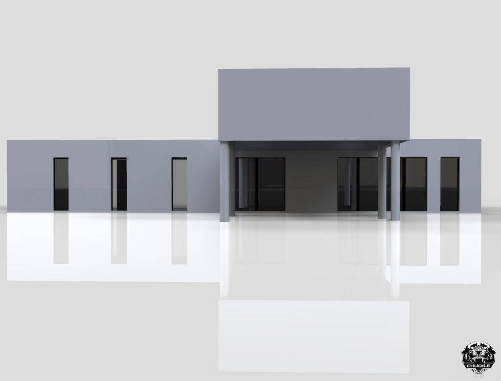 Modern Building Low-poly 3D model_7