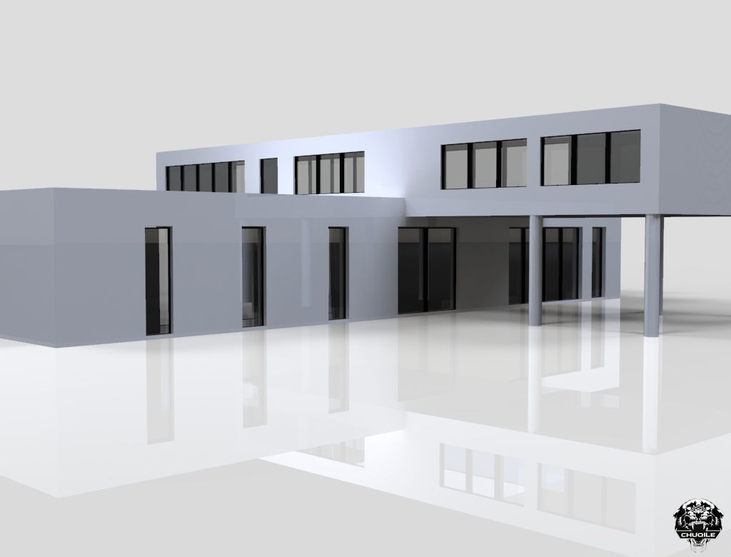 Modern Building Low-poly 3D model_6