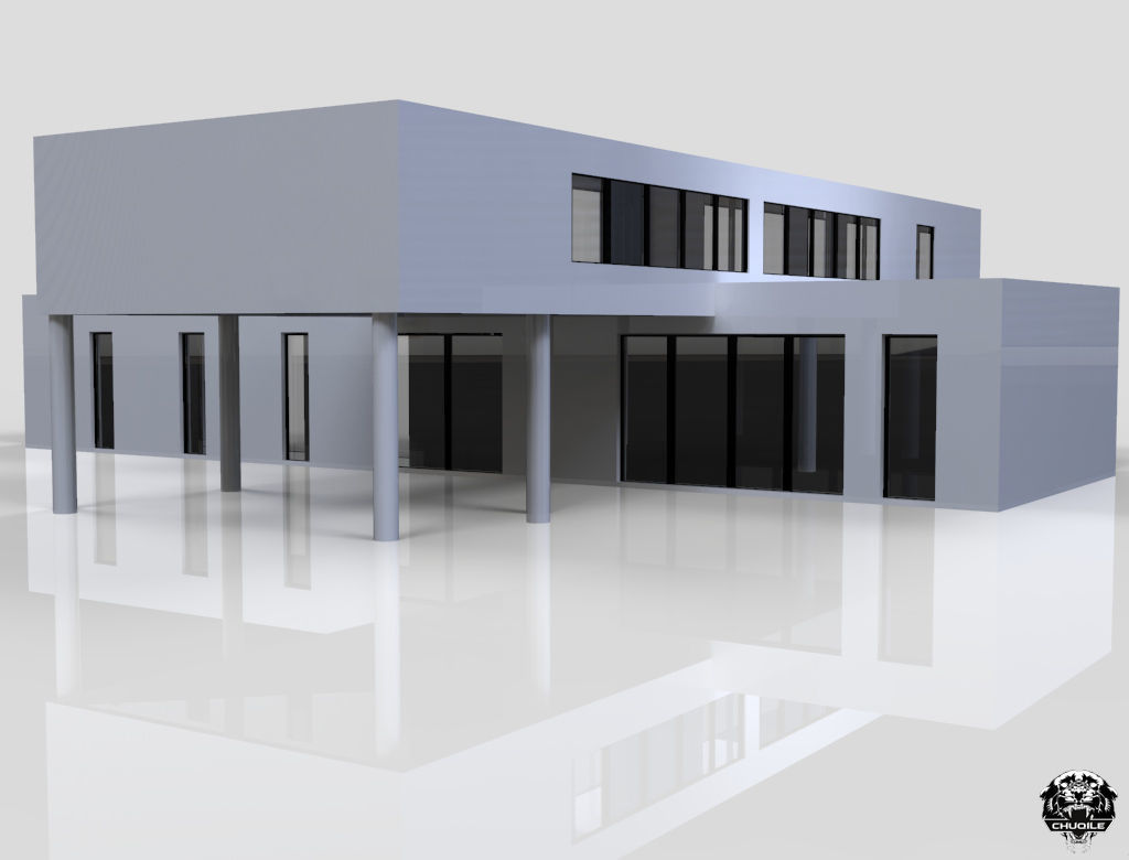 Modern Building Low-poly 3D model_4