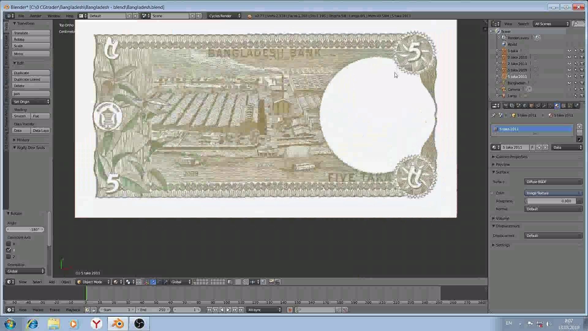 Paper - money models of Bangladesh Low-poly 3D model_5