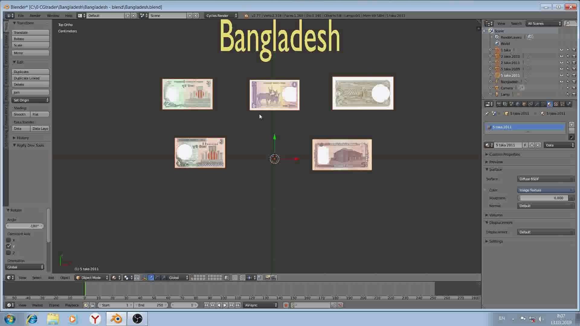 Paper - money models of Bangladesh Low-poly 3D model_4