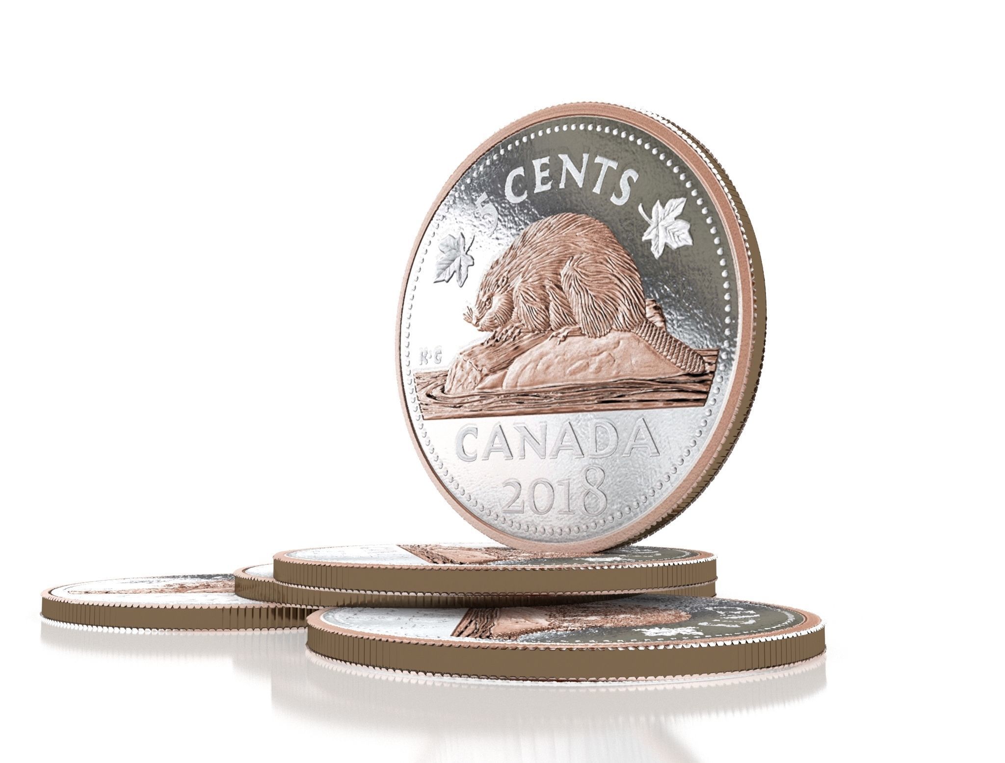 Canadian 5 cents coin 3D model_2