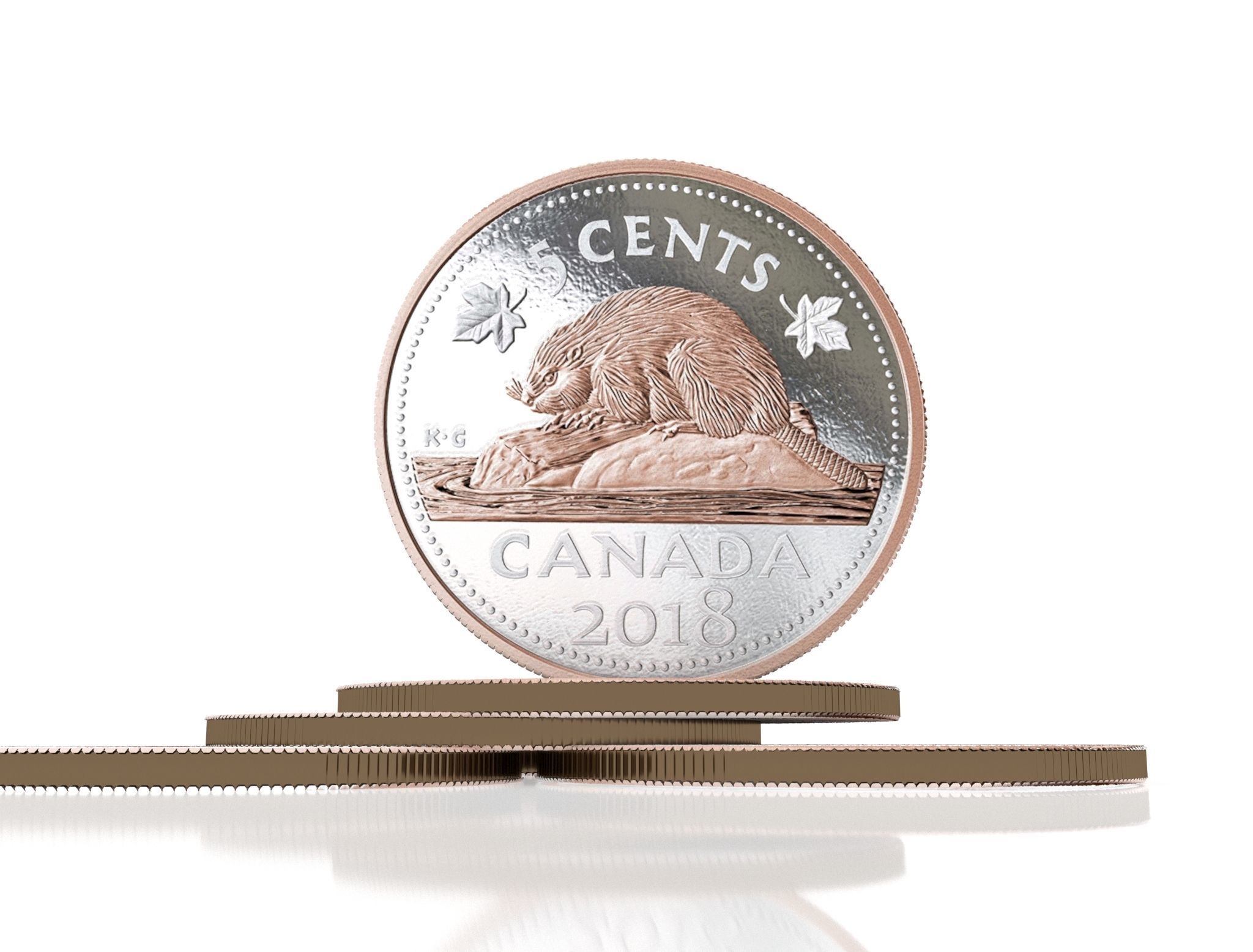 Canadian 5 cents coin 3D model_4