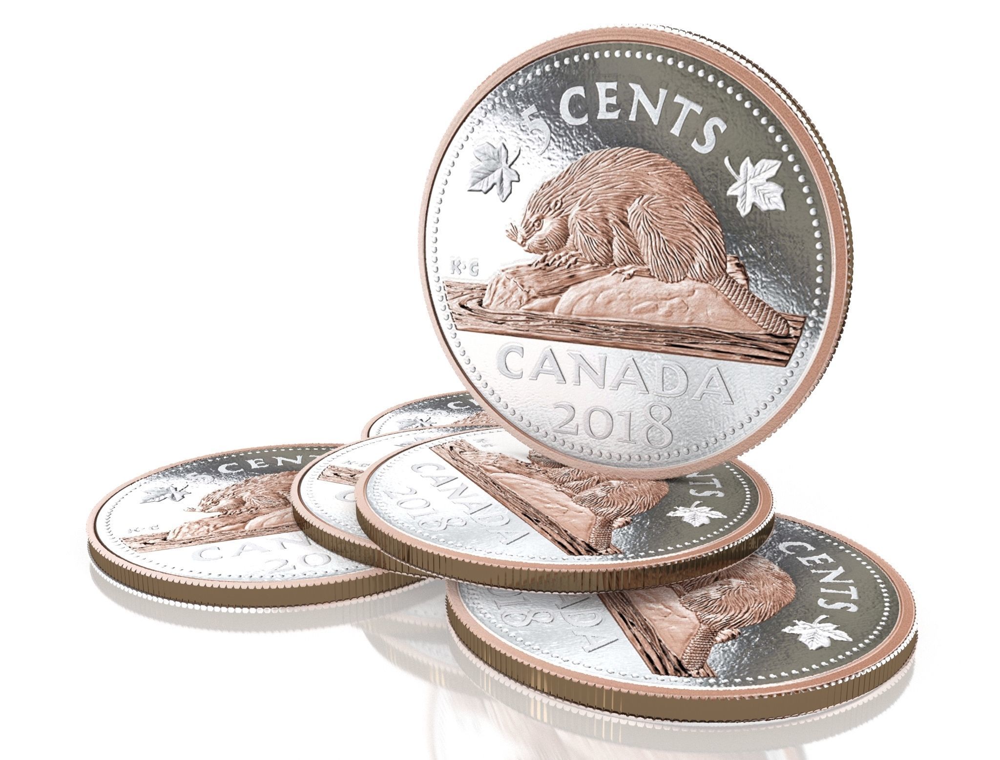 Canadian 5 cents coin 3D model_1