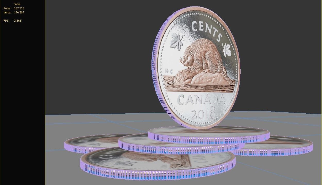 Canadian 5 cents coin 3D model_8