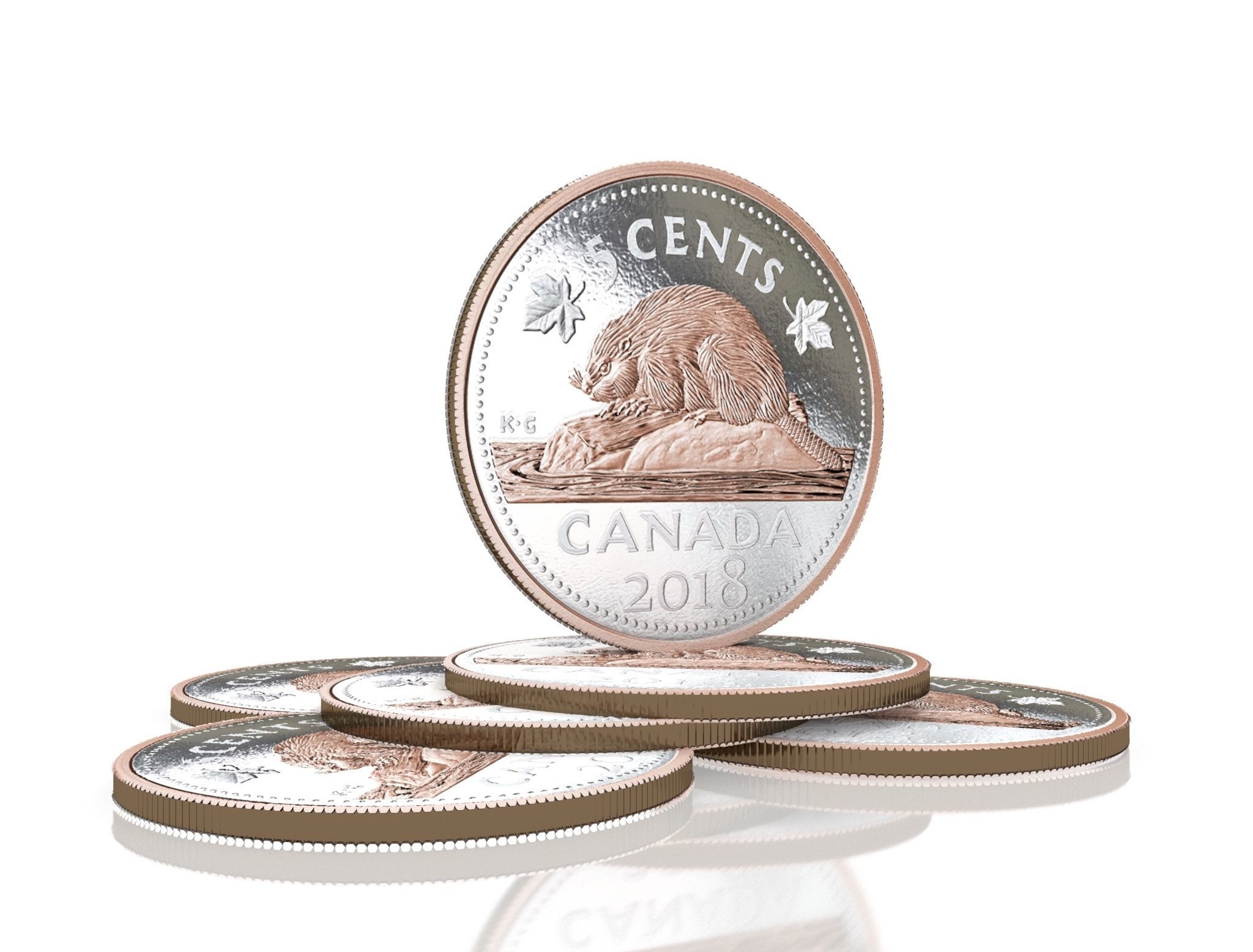 Canadian 5 cents coin 3D model_5