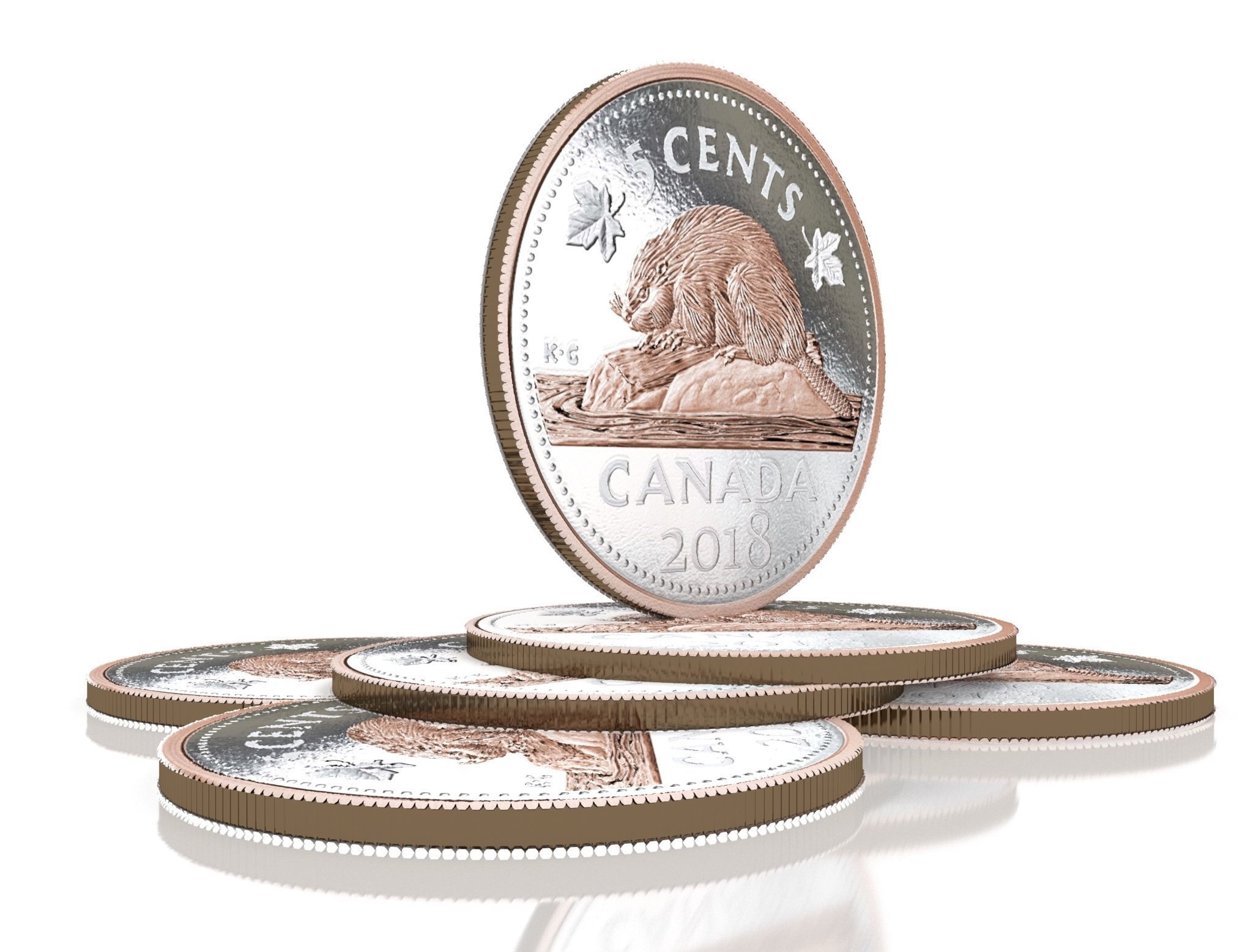 Canadian 5 cents coin 3D model_7