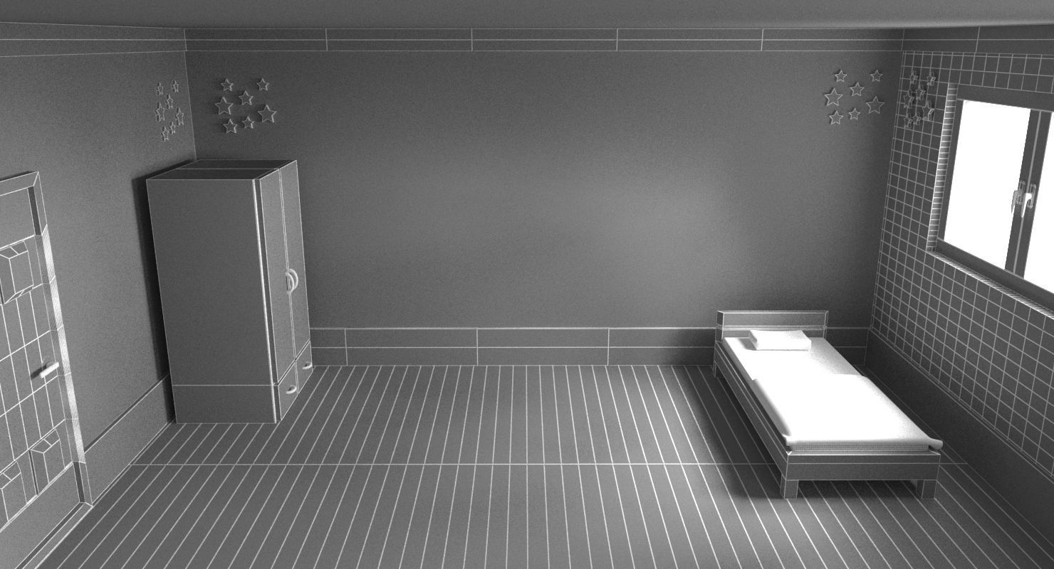 Cartoon Bedroom 3D model_9