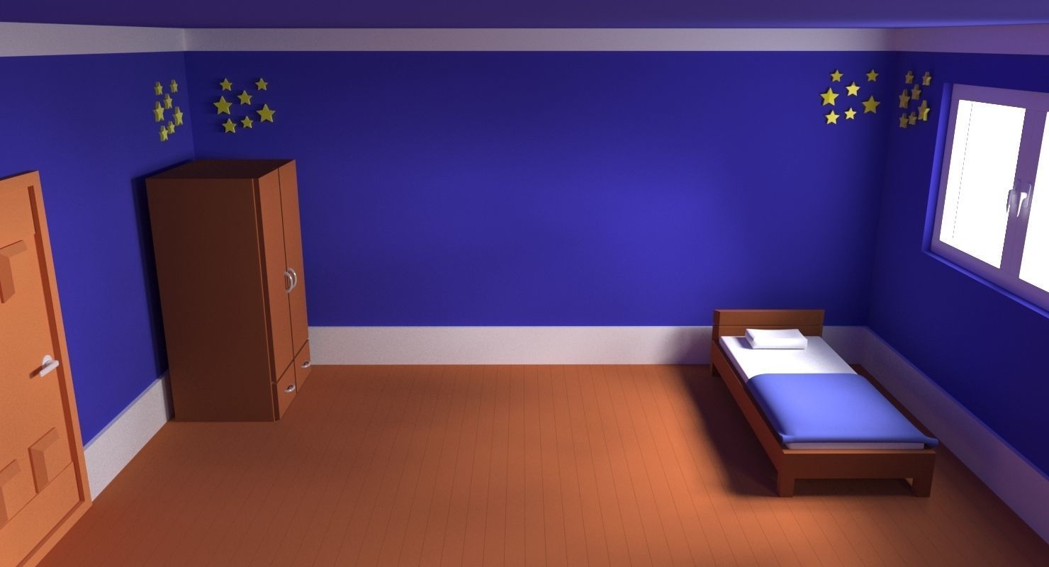 Cartoon Bedroom 3D model_2