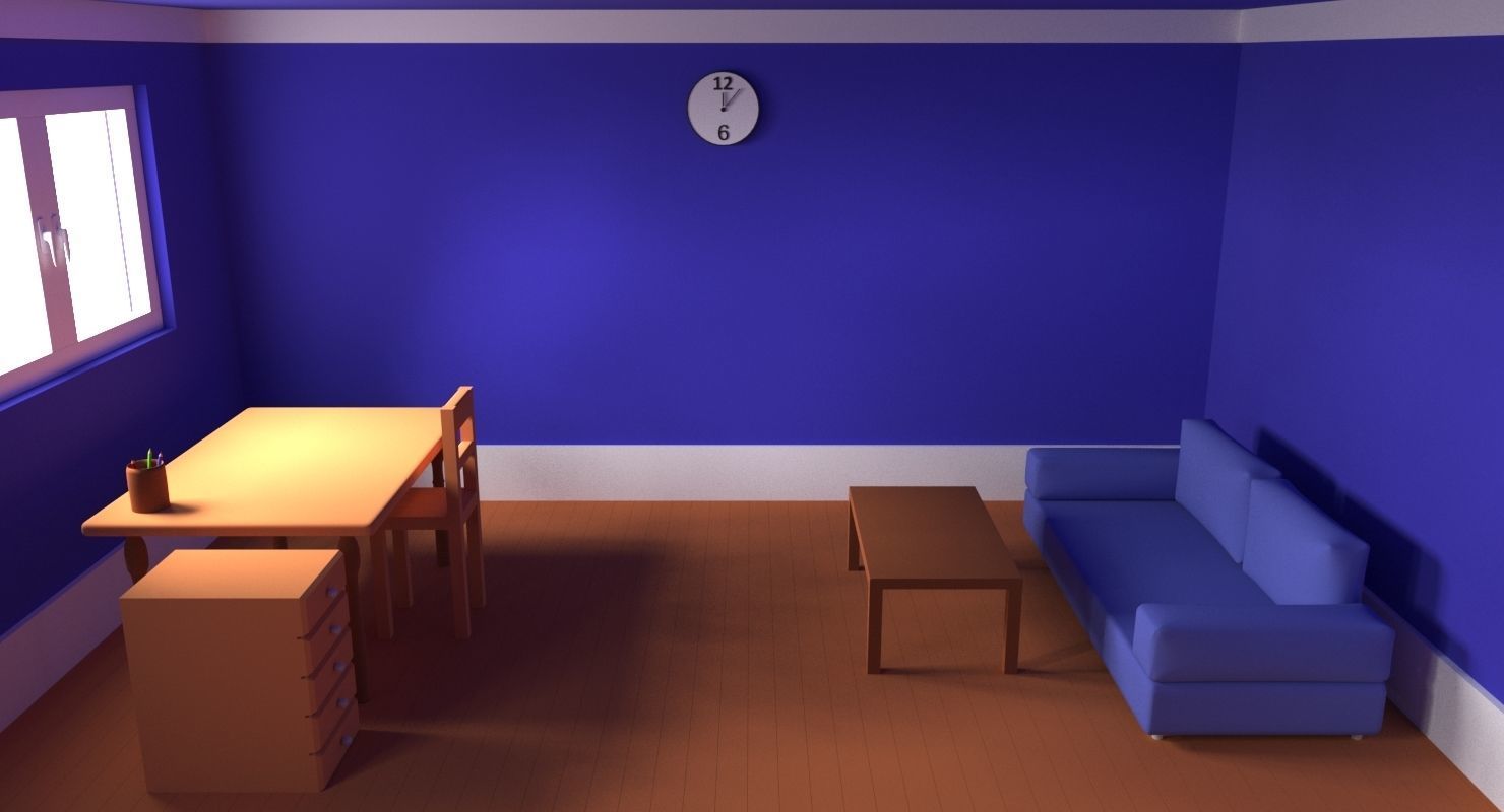 Cartoon Bedroom 3D model_1