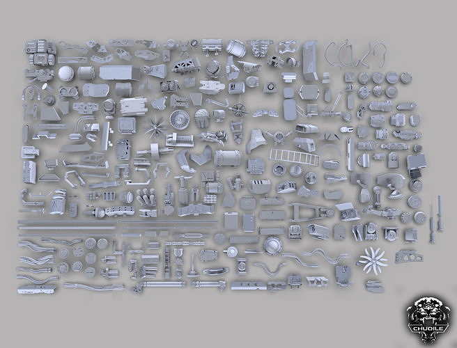 Sci-Fi Industrial Piece  Kitbash Collection 3D model