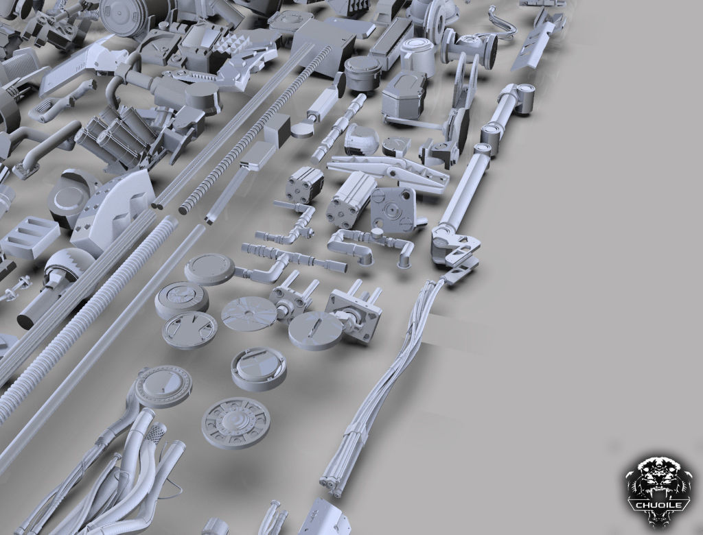 Sci-Fi Industrial Piece  Kitbash Collection 3D model_8