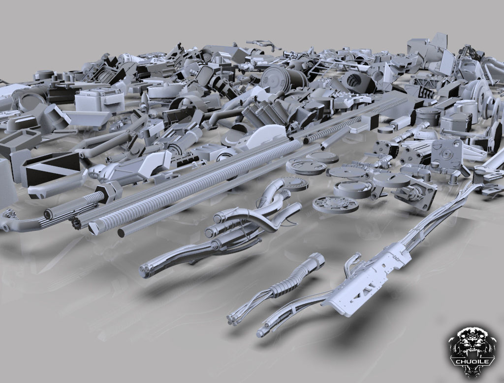 Sci-Fi Industrial Piece  Kitbash Collection 3D model_3