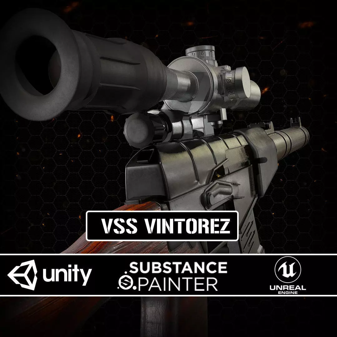 VSS Vintorez Low-poly 3D model
