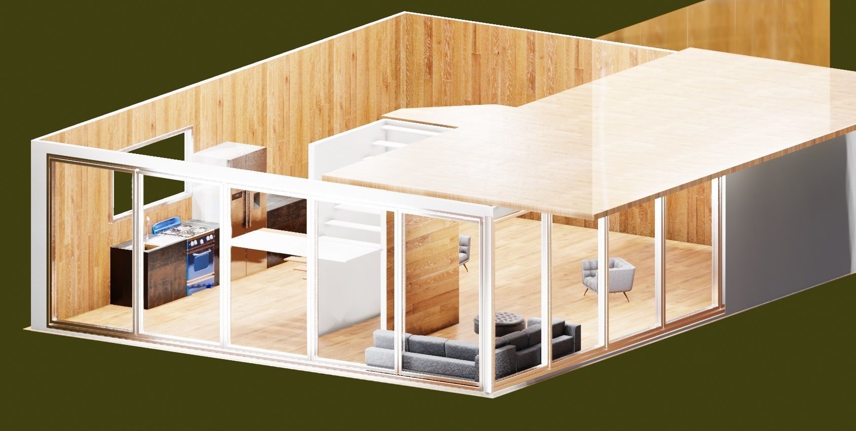 modern archviz house with house ware and home appliances 3D model_6