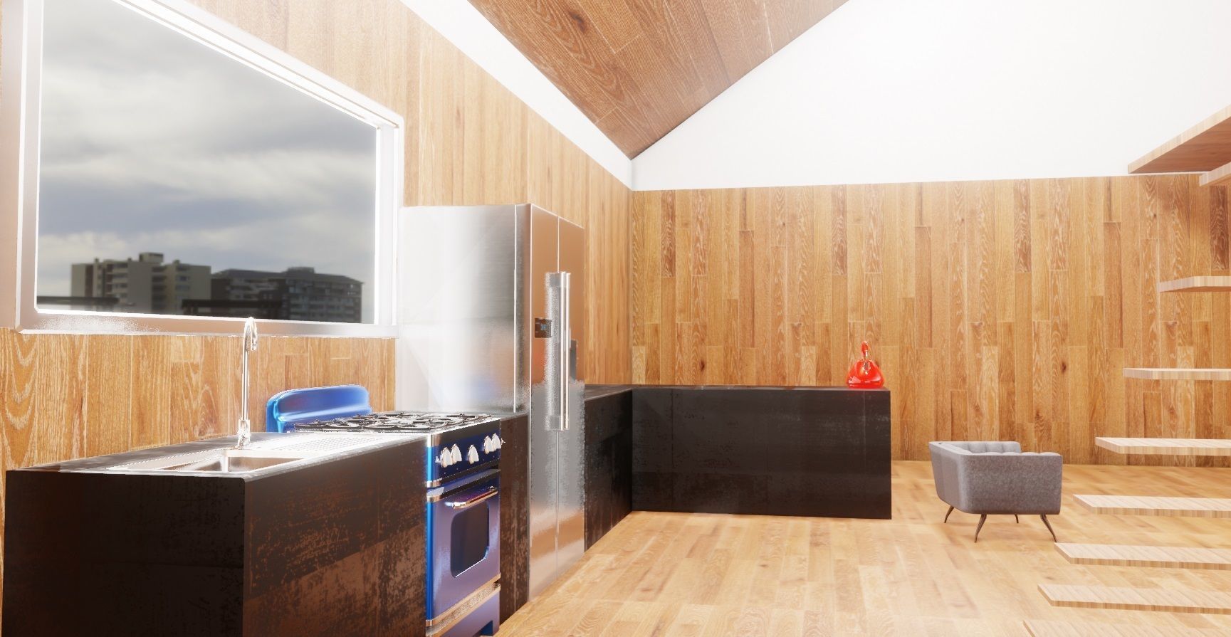 modern archviz house with house ware and home appliances 3D model_3