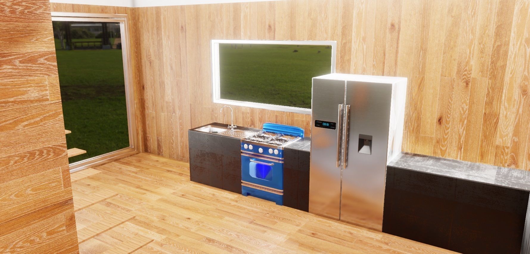 modern archviz house with house ware and home appliances 3D model_4