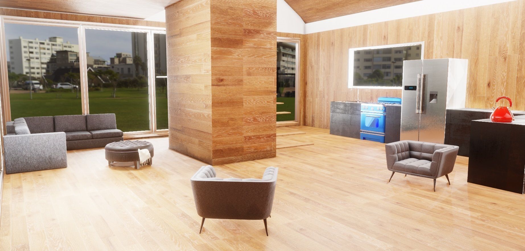 modern archviz house with house ware and home appliances 3D model_1