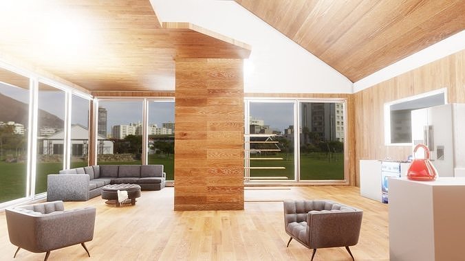 modern archviz house with house ware and home appliances 3D model