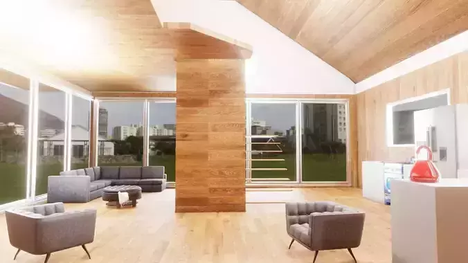 modern archviz house with house ware and home appliances 3D model